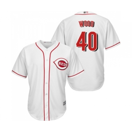 Men's Cincinnati Reds #40 Alex Wood Replica White Home Cool Base Baseball Jersey