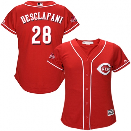 Women's Majestic Cincinnati Reds #28 Anthony DeSclafani Authentic Red Alternate Cool Base MLB Jersey