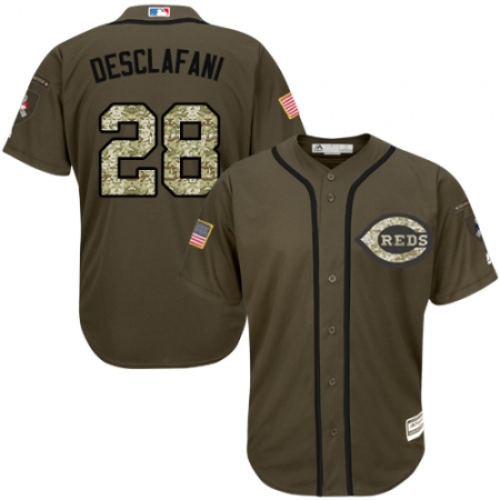 Youth Majestic Cincinnati Reds #28 Anthony DeSclafani Authentic Green Salute to Service MLB Jersey