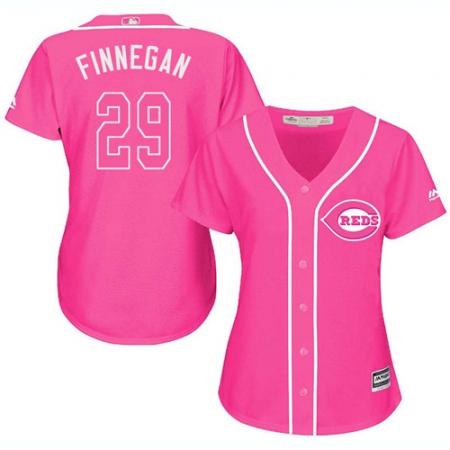 Women's Majestic Cincinnati Reds #29 Brandon Finnegan Authentic Pink Fashion Cool Base MLB Jersey