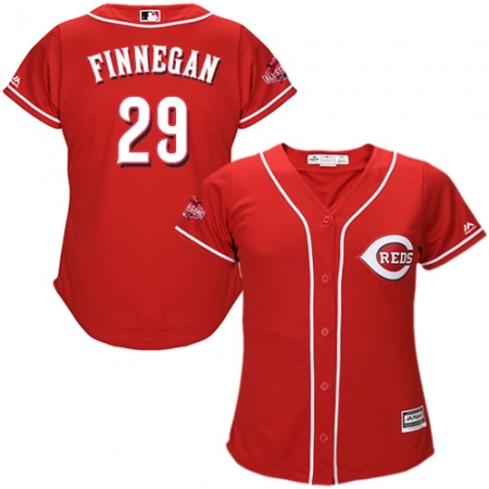 Women's Majestic Cincinnati Reds #29 Brandon Finnegan Authentic Red Alternate Cool Base MLB Jersey
