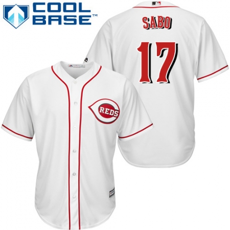 Youth Majestic Cincinnati Reds #17 Chris Sabo Authentic White Home Cool Base MLB Jersey