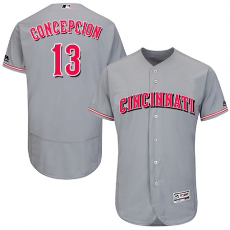 Men's Majestic Cincinnati Reds #13 Dave Concepcion Grey Flexbase Authentic Collection MLB Jersey