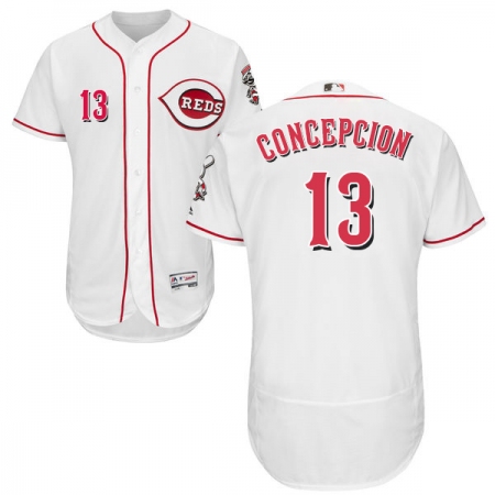 Men's Majestic Cincinnati Reds #13 Dave Concepcion White Home Flex Base Authentic Collection MLB Jersey