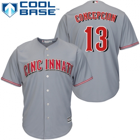 Youth Majestic Cincinnati Reds #13 Dave Concepcion Authentic Grey Road Cool Base MLB Jersey