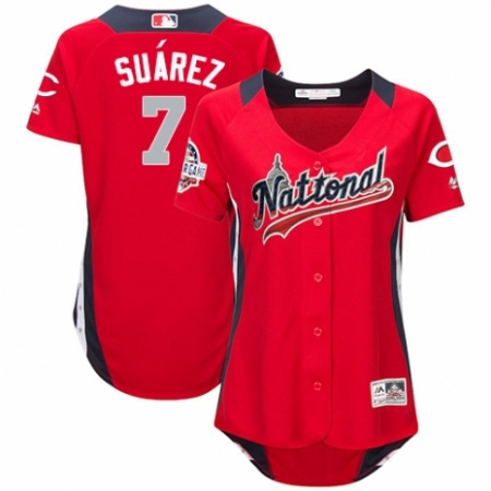 Women's Majestic Cincinnati Reds #7 Eugenio Suarez Game Red National League 2018 MLB All-Star MLB Jersey