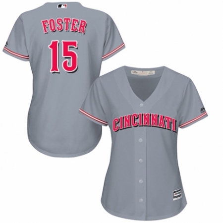 Women's Majestic Cincinnati Reds #15 George Foster Authentic Grey Road Cool Base MLB Jersey