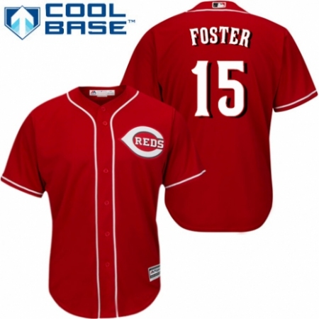 Youth Majestic Cincinnati Reds #15 George Foster Replica Red Alternate Cool Base MLB Jersey