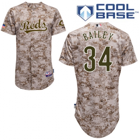 Youth Majestic Cincinnati Reds #34 Homer Bailey Authentic 2014 Camo Alternate Cool Base MLB Jersey
