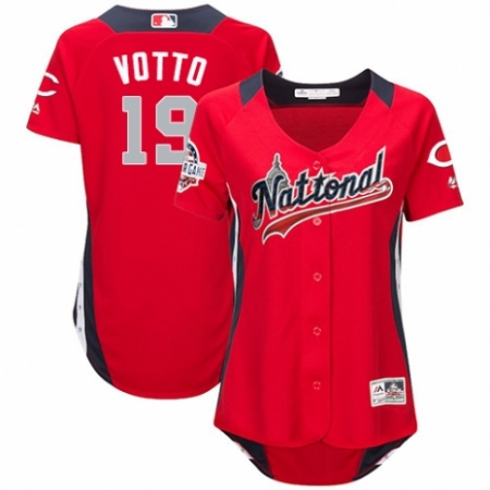 Women's Majestic Cincinnati Reds #19 Joey Votto Game Red National League 2018 MLB All-Star MLB Jersey