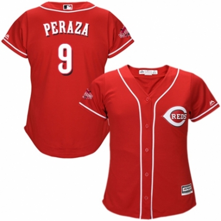 Women's Majestic Cincinnati Reds #9 Jose Peraza Authentic Red Alternate Cool Base MLB Jersey