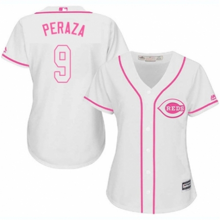 Women's Majestic Cincinnati Reds #9 Jose Peraza Authentic White Fashion Cool Base MLB Jersey