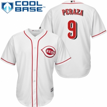 Youth Majestic Cincinnati Reds #9 Jose Peraza Authentic White Home Cool Base MLB Jersey