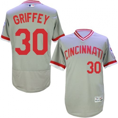 Men's Majestic Cincinnati Reds #30 Ken Griffey Grey Flexbase Authentic Collection Cooperstown MLB Jersey