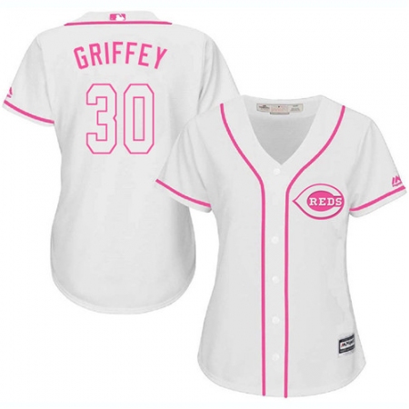 Women's Majestic Cincinnati Reds #30 Ken Griffey Authentic White Fashion Cool Base MLB Jersey