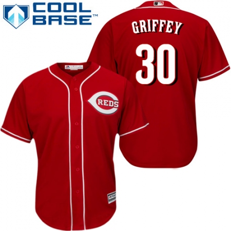 Youth Majestic Cincinnati Reds #30 Ken Griffey Authentic Red Alternate Cool Base MLB Jersey