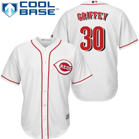 Youth Majestic Cincinnati Reds #30 Ken Griffey Authentic White Home Cool Base MLB Jersey