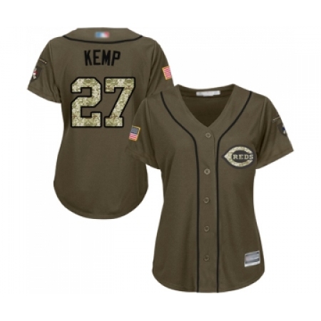 Women's Cincinnati Reds #27 Matt Kemp Authentic Green Salute to Service Baseball Jersey