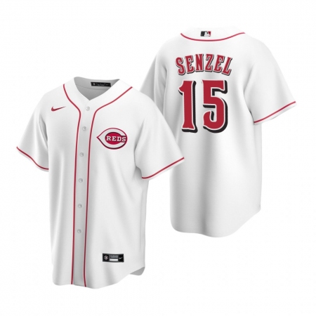 Men's Nike Cincinnati Reds #15 Nick Senzel White Home Stitched Baseball Jersey