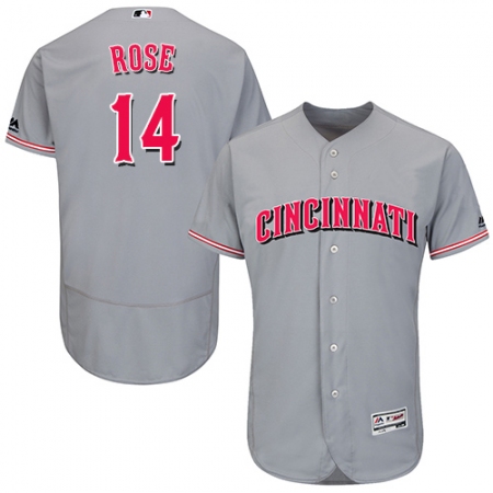 Men's Majestic Cincinnati Reds #14 Pete Rose Grey Flexbase Authentic Collection MLB Jersey