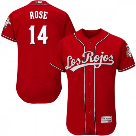 Men's Majestic Cincinnati Reds #14 Pete Rose Red Los Rojos Flexbase Authentic Collection MLB Jersey