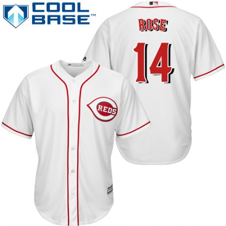 Youth Majestic Cincinnati Reds #14 Pete Rose Authentic White Home Cool Base MLB Jersey