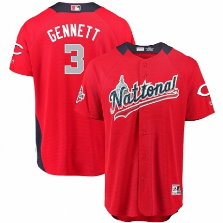 Men's Majestic Cincinnati Reds #3 Scooter Gennett Game Red National League 2018 MLB All-Star MLB Jersey