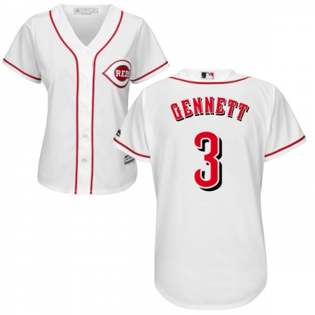 Women's Majestic Cincinnati Reds #3 Scooter Gennett Authentic White MLB Jersey