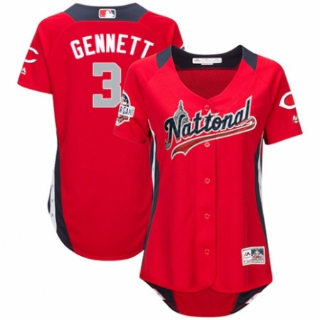 Women's Majestic Cincinnati Reds #3 Scooter Gennett Game Red National League 2018 MLB All-Star MLB Jersey