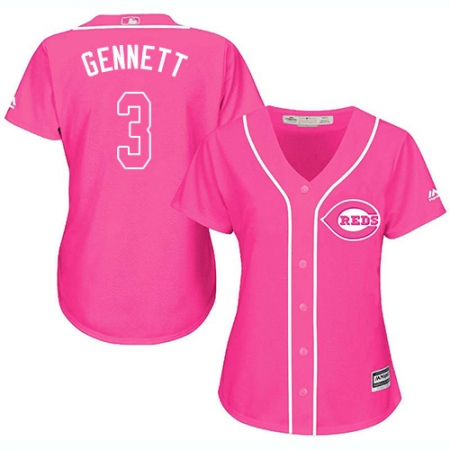 Women's Majestic Cincinnati Reds #3 Scooter Gennett Replica Pink Fashion Cool Base MLB Jersey