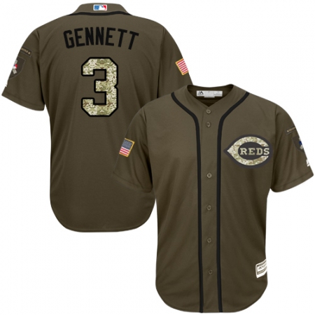 Youth Majestic Cincinnati Reds #3 Scooter Gennett Replica Green Salute to Service MLB Jersey