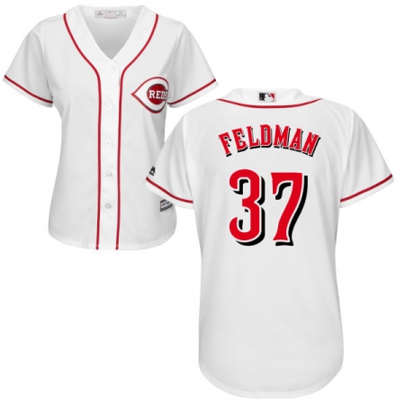 Women's Majestic Cincinnati Reds #37 Scott Feldman Authentic White MLB Jersey
