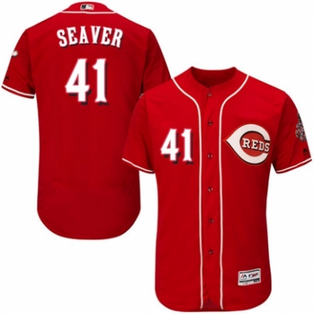 Men's Majestic Cincinnati Reds #41 Tom Seaver Red Alternate Flex Base Authentic Collection MLB Jersey