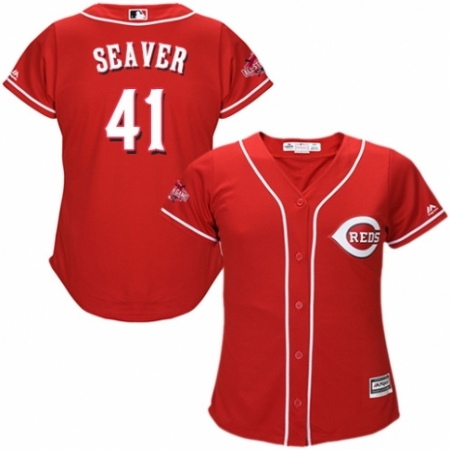Women's Majestic Cincinnati Reds #41 Tom Seaver Authentic Red Alternate Cool Base MLB Jersey