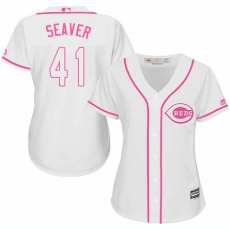 Women's Majestic Cincinnati Reds #41 Tom Seaver Authentic White Fashion Cool Base MLB Jersey