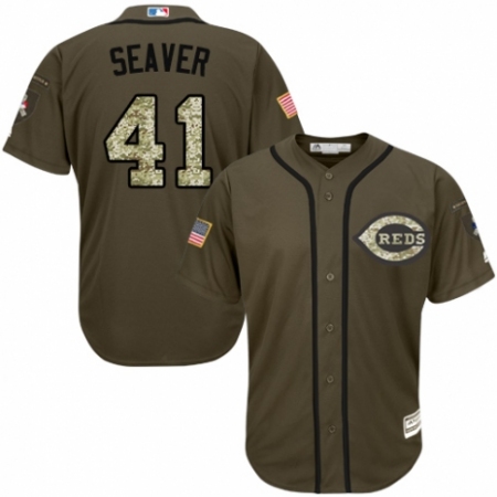 Youth Majestic Cincinnati Reds #41 Tom Seaver Authentic Green Salute to Service MLB Jersey