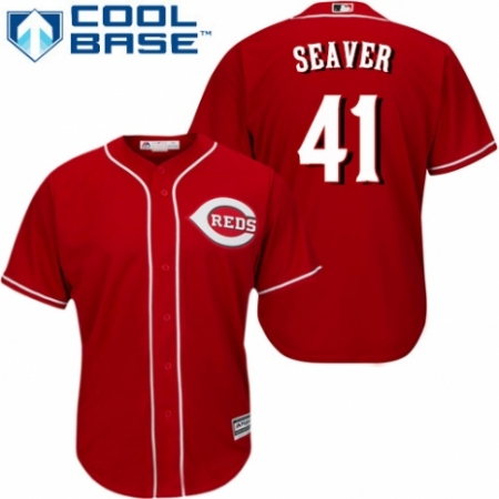 Youth Majestic Cincinnati Reds #41 Tom Seaver Authentic Red Alternate Cool Base MLB Jersey