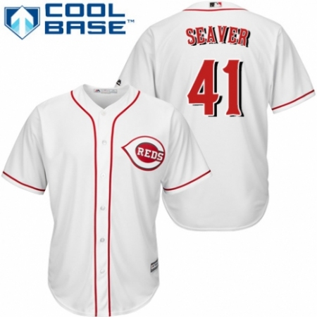 Youth Majestic Cincinnati Reds #41 Tom Seaver Authentic White Home Cool Base MLB Jersey