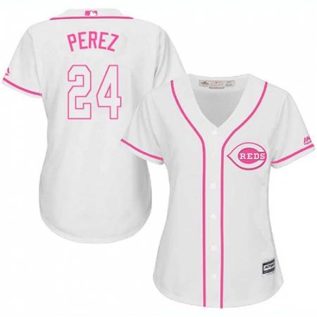 Women's Majestic Cincinnati Reds #24 Tony Perez Authentic White Fashion Cool Base MLB Jersey