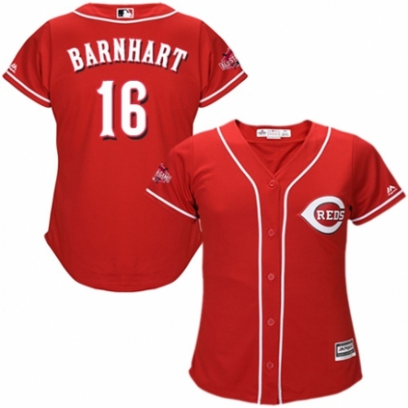 Women's Majestic Cincinnati Reds #16 Tucker Barnhart Authentic Red Alternate Cool Base MLB Jersey